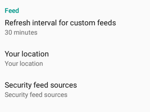 Feed settings