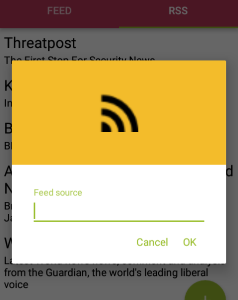 Enter RSS feed source