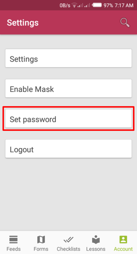 Set password setting